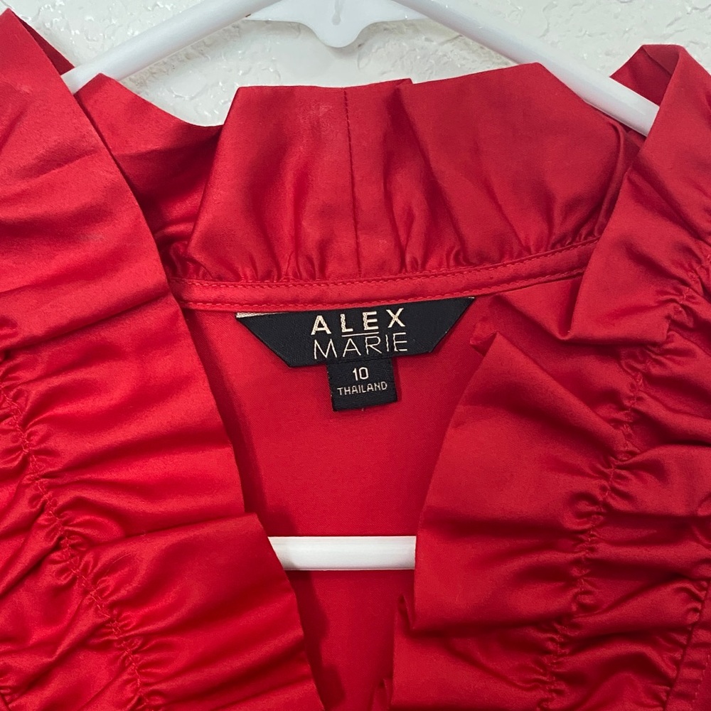 Alex Marie red  Ruffled Blouse - Picture 3 of 6